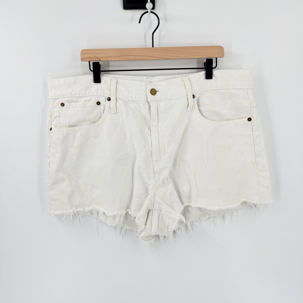 J. Crew White Denim Cutoff Shorts Size 32 High Rise Raw Hem Summer Coastal